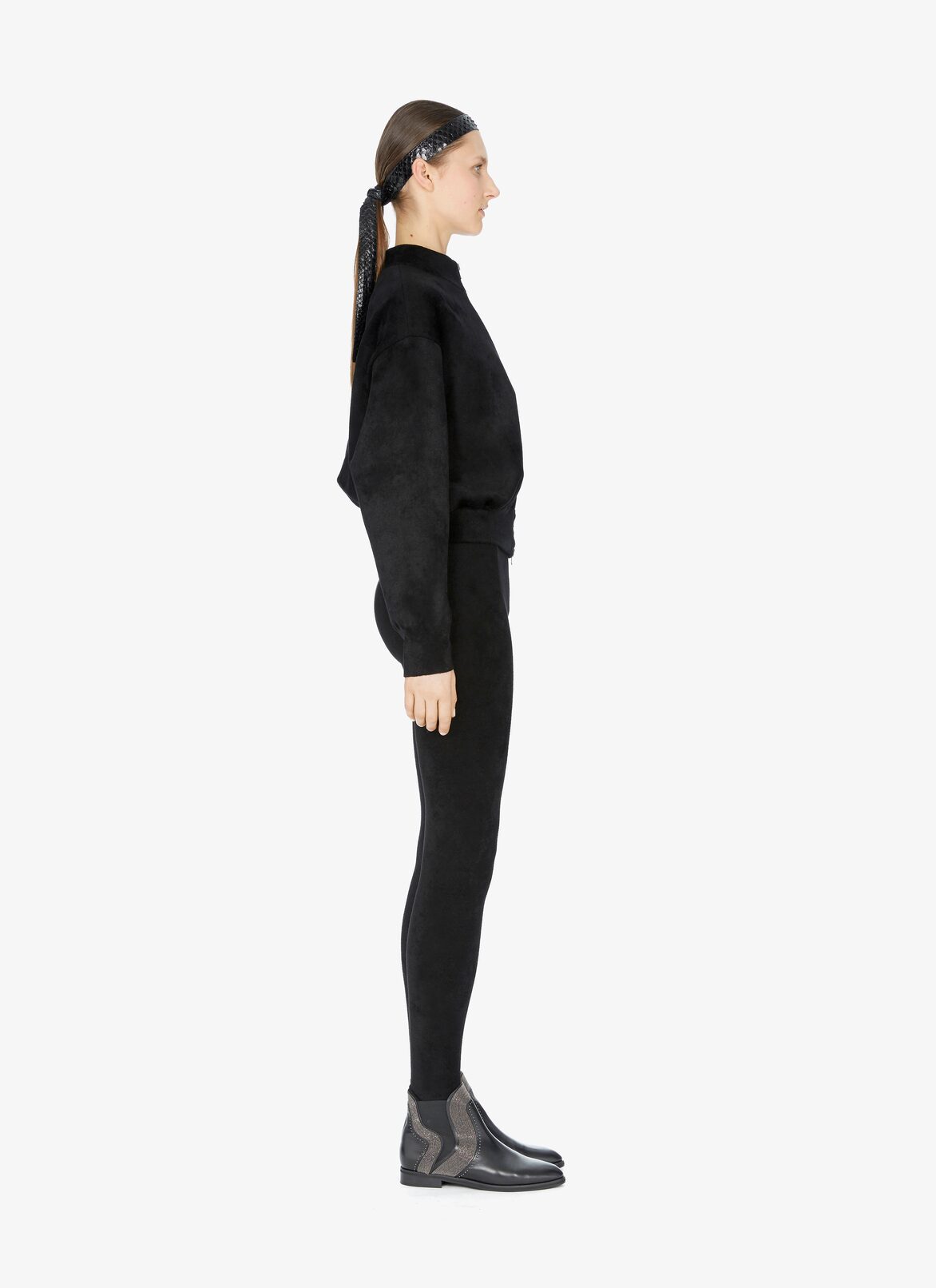 Cropped Zip-Front Sweater ALAÏA BLACK CROPPED ZIP-FRONT SWEATER